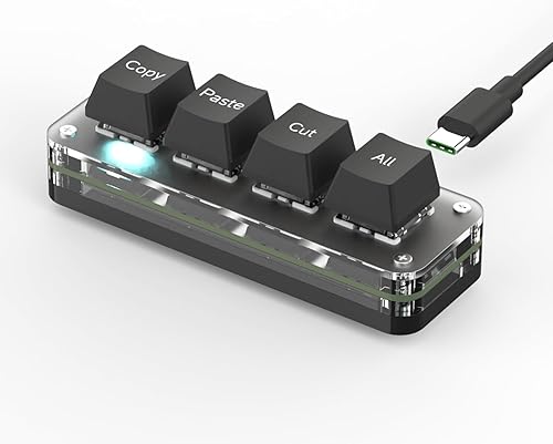 Miniatura 1 de Seleccionar pasta de copia de corte de 4 teclas, teclado macro Ctrl A X C V HotSwap Teclado mecánico para juegos con una sola mano, teclado OSU