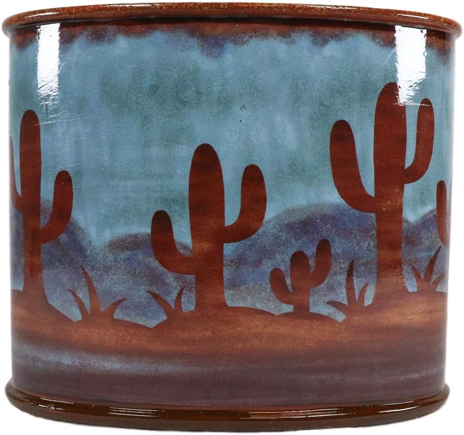 Ebros Rustic Southwestern Desert Cactus Arizona Wilderness Bathroom Accent Resin Figurine Accessories Western Country Cabin Lodge Decorative (Toothbrush and Toothpaste Holder)