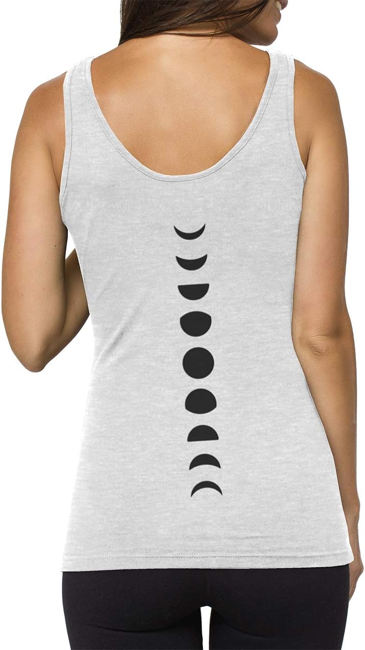 TREELANCEOrganic Cotton Yoga Workout Tank Top Moon Phases Shirts Tops Tees Tanks for Women