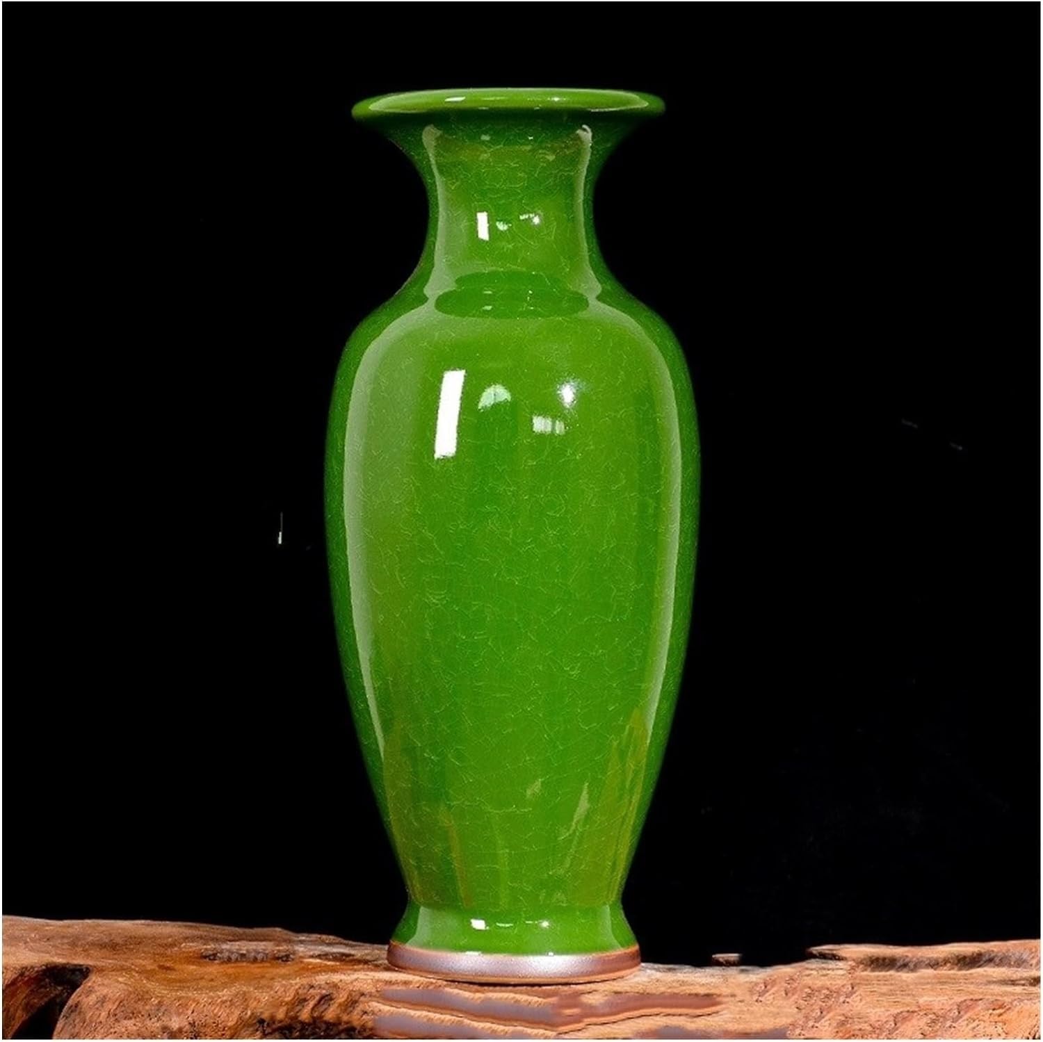 Vase Desktop Chinese Antique Cracked Jun Porcelain Vases Modern Ice Crack Ceramic Vase Ornament Tall Floor for Living Room Decor(H)
