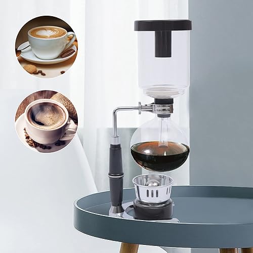 Miniatura 4 de Siphon - Cafetera de sifón, 16.9 fl oz, cafetera sifón de mesa, cafetera sifón de acero inoxidable, cafetera al vacío, color negro