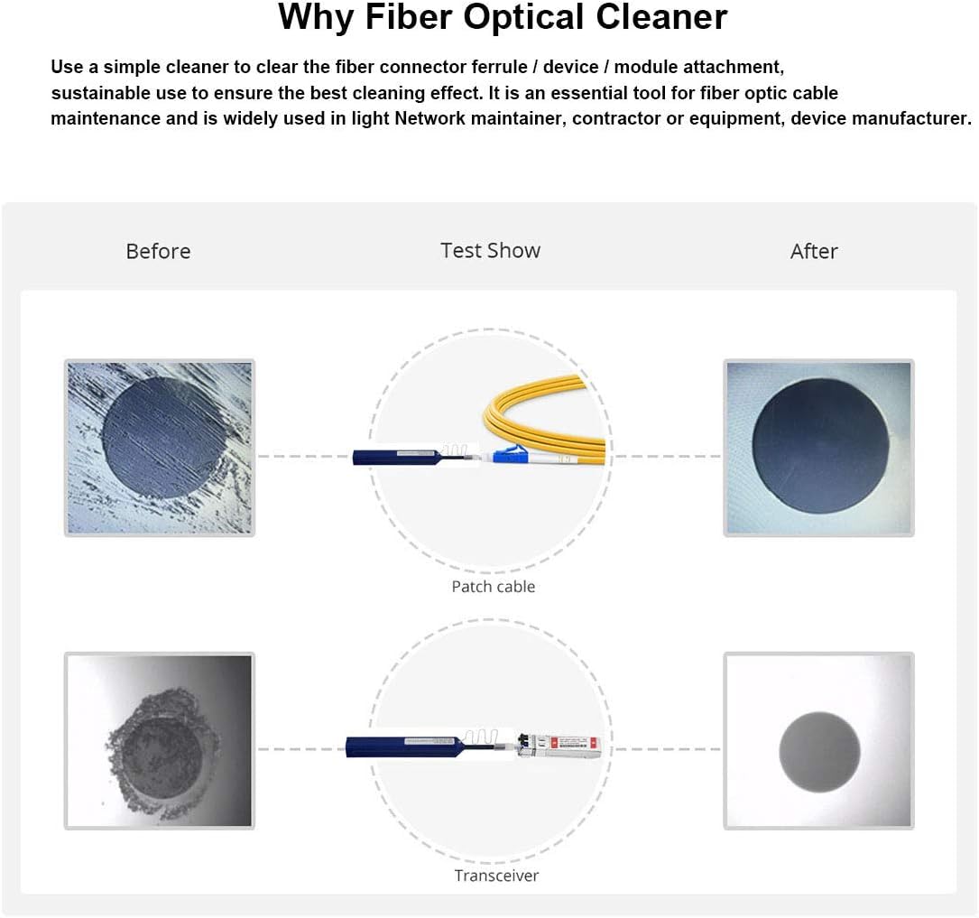 10Gtek Fiber Optic Cleaning Pen, LC/MU 1.25mm Connectors Fiber Cleaner, Over 600 Cleans Times, 5-pack
