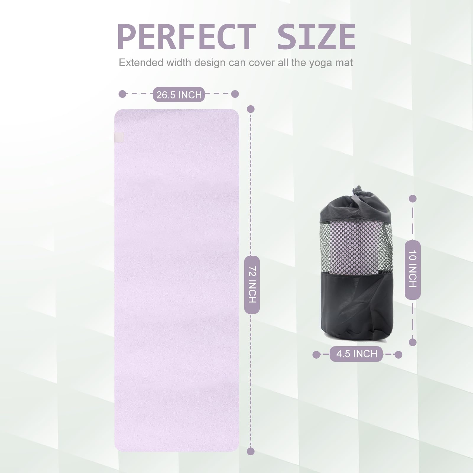 Eunzel Toalla de yoga caliente, súper absorbente, toalla de microfibra de gamuza suave, antideslizante, para Bikram Pilates y esterillas de yoga, 72 x 26.5 pulgadas, morado taro