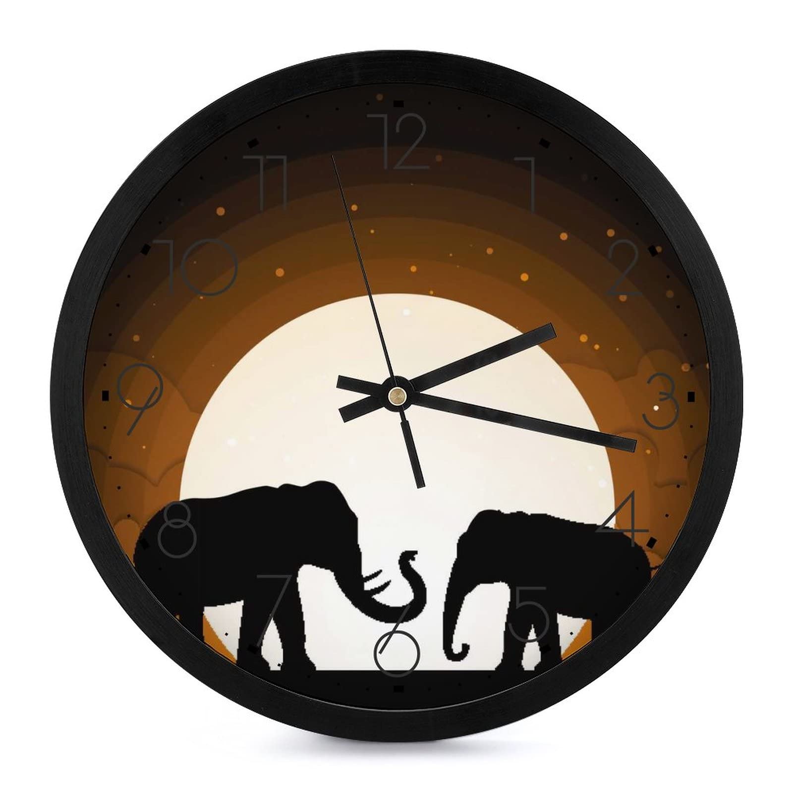 Horloge murale ronde éléphant 25.4cm au design artistique raffiné pour salon chic