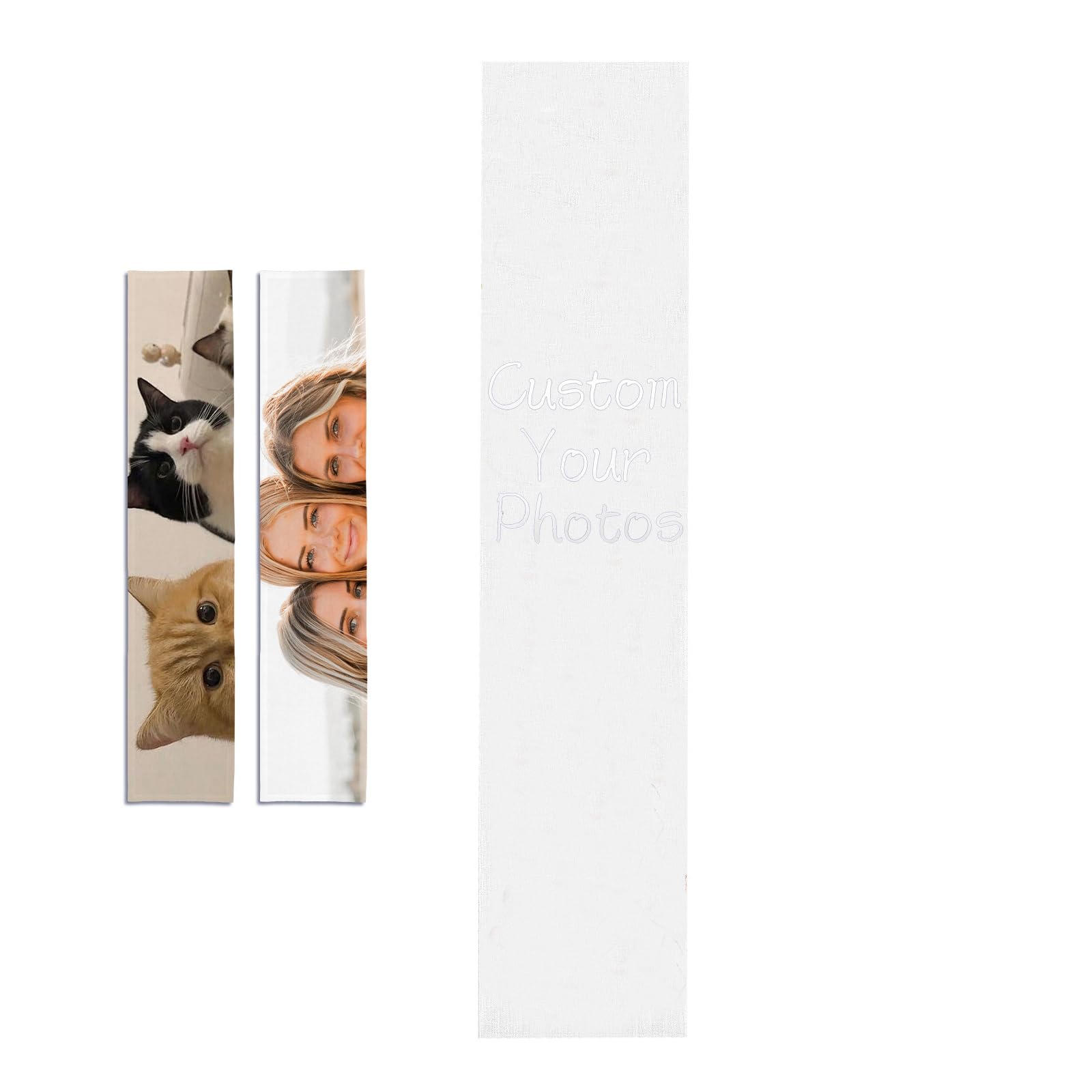 Personalised Table Cloth with Picture, Custom Photo Table Runner, Customized Table Runner Gifts, Personalised Tablecloth for Birthday, Wedding, Party, Business Events (white-33*200cm)