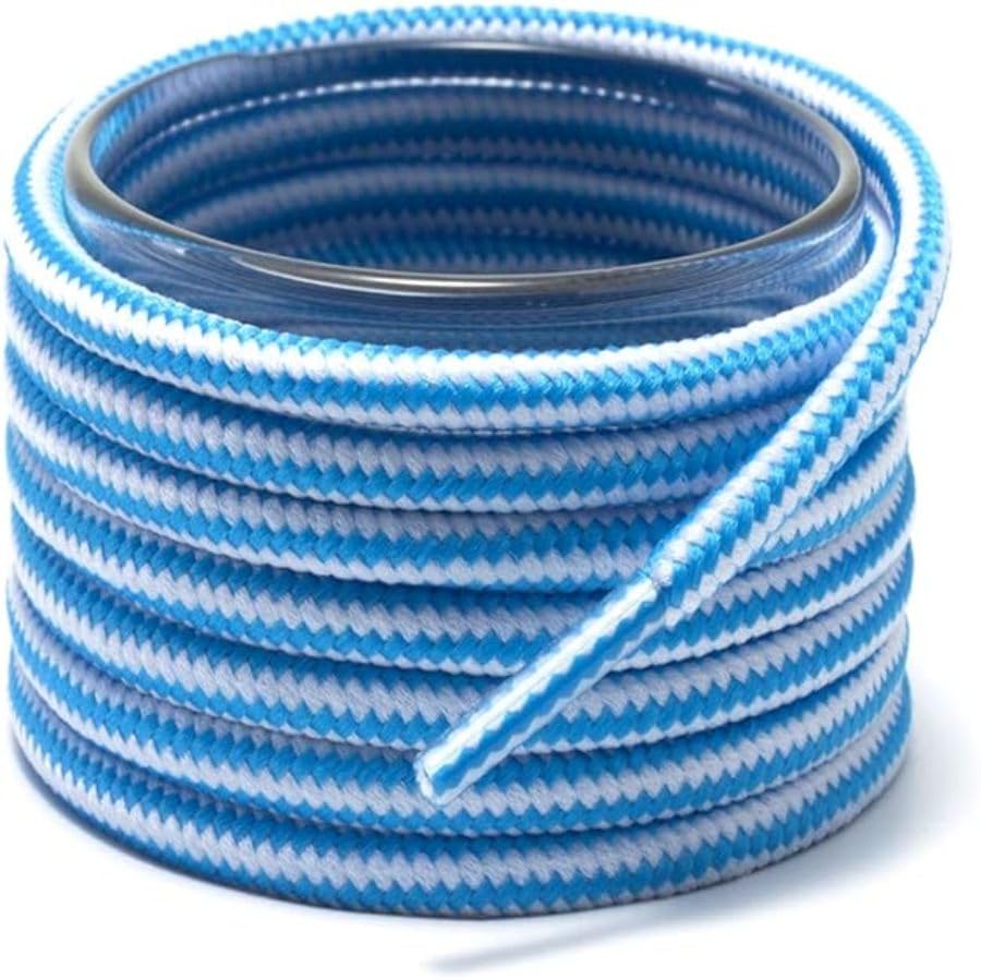 Image of Round Shoelace (2 Pair) Boot Laces Running, Sports, Gym, Casual Dual Coloured Striped Shoe String
