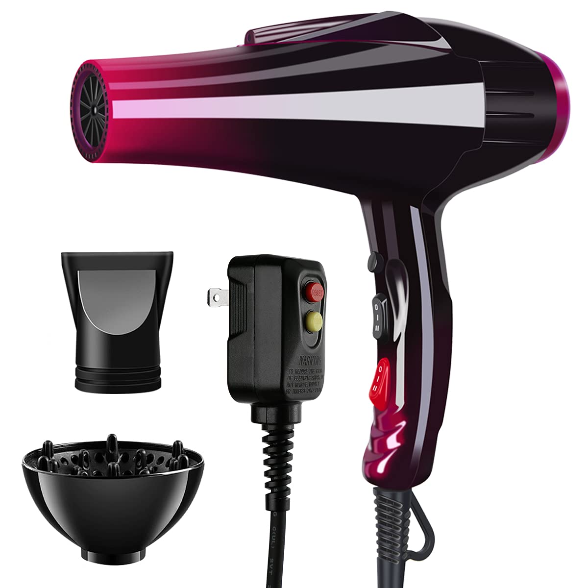 Professional Hair Dryer with Blue Light Far Infrared Negative Ionic 3500W Blow Dryer Fast Drying Heat Hairdryer Powerful