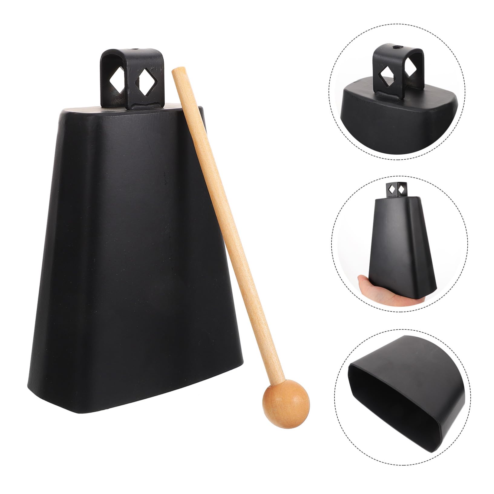 WOONEKY Cencerro de Metal Compacto para Percusión con Baqueta Instrumento Portátil para Eventos Deportivos y Práctica Musical para Principiantes y Desarrollo Rítmico Infantil