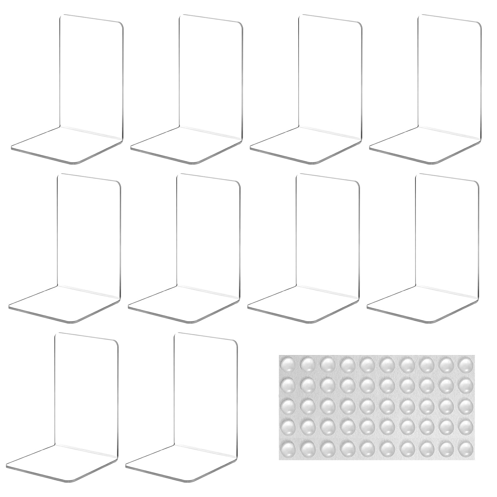 10 Piezas Sujetalibros de Acrílico Sujetalibros Acrílicos Transparentes para Escuela Oficina Biblioteca Dormitorio y Organización del Escritorio