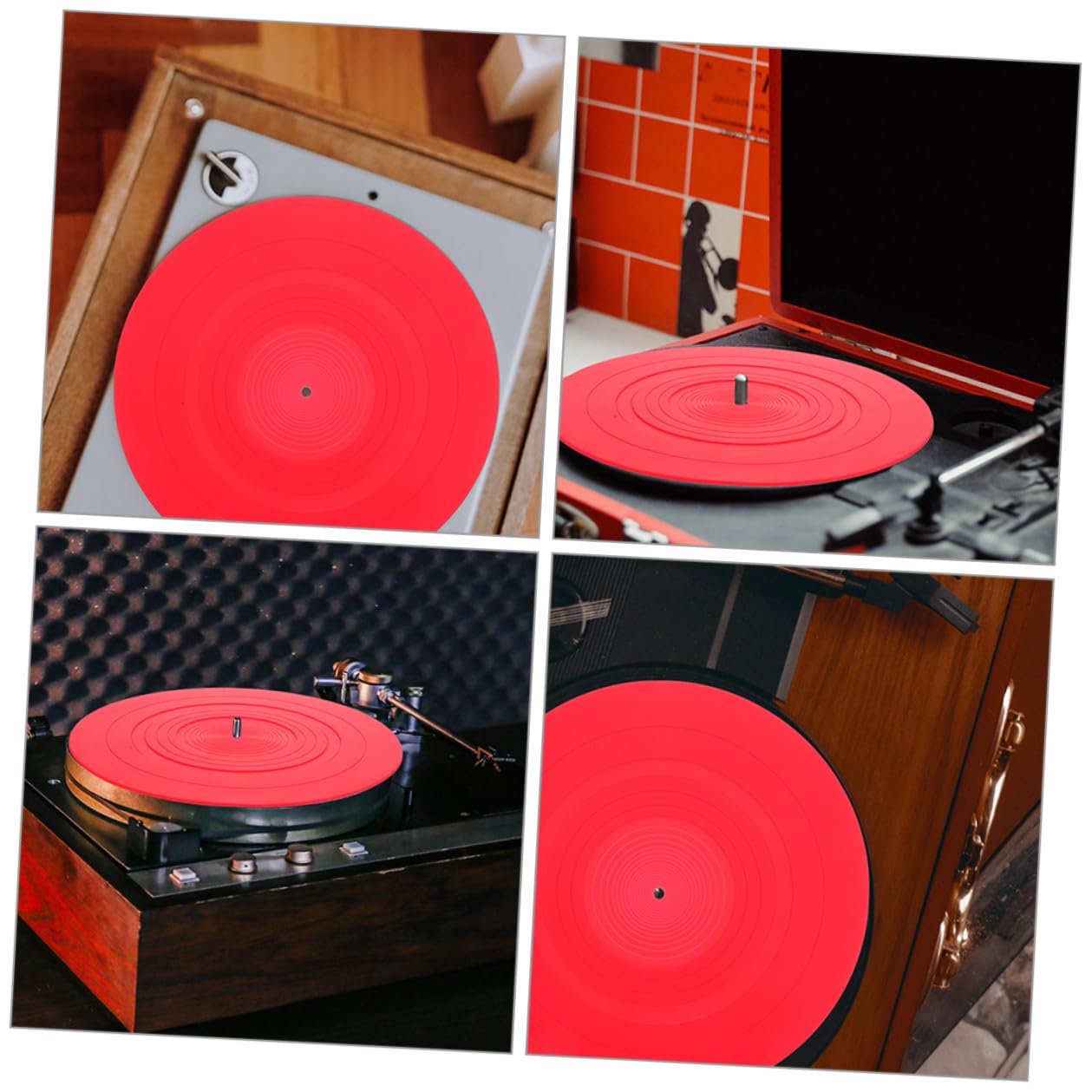 Ciieeo Tappetino in Silicone Antistatico e Mantiene Pulito 2 Pezzi Protezione Delicata Giradischi Rosso per Giradischi Vinile per Dischi