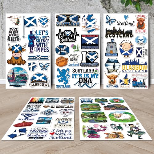 Image of Scotland Travel Stickers 50 Pieces Vinyl Waterproof Decal for Laptop Water Bottle Phone Car Window Bike Motorcycle Stakeboard Scrapbook Scotlands Sticker Gifts