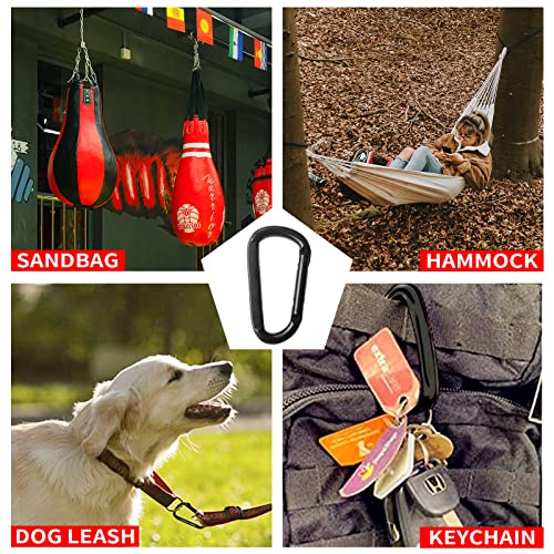 Carabiner Clip, 3" Heavy Duty Small Carabiner for Hammocks, Camping Accessories, Hiking, Keychains, 880 lbs, Black - Image 3