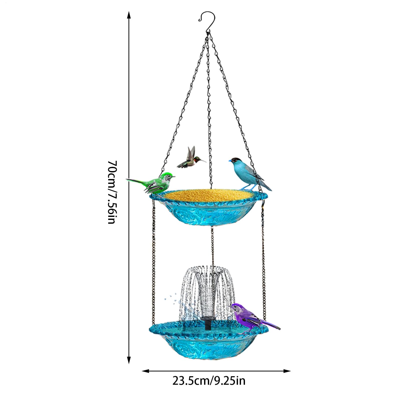 Fontana solare per vaschetta per uccelli, decorazione decorativa con vassoio per alimenti, vasca solare per uccelli, per patio, giardino, piscina, terrazza, cortile, casa paesaggistica