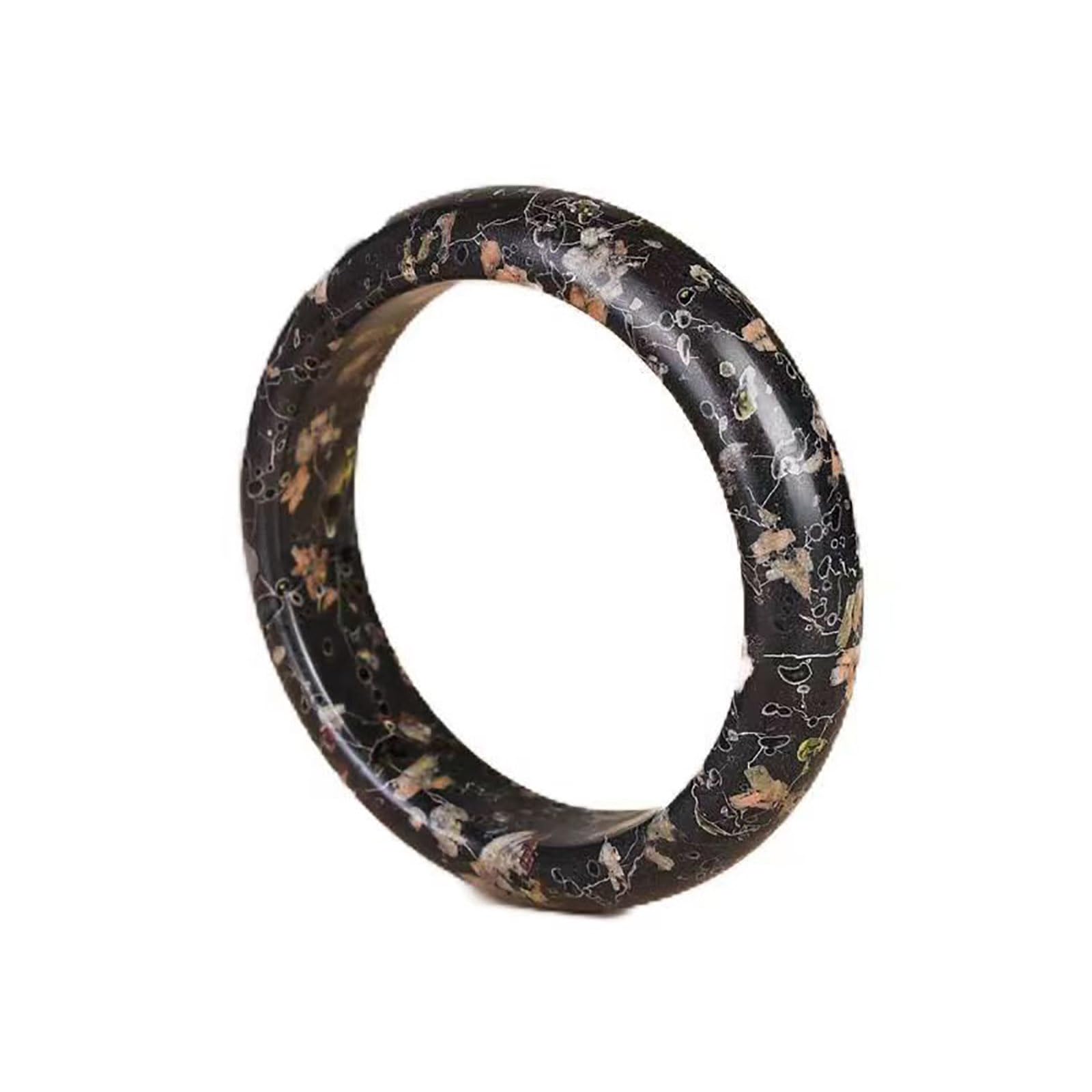 Fengshui - Braccialetto rigido da donna, in vera giada nera, regalo per moglie o mamma, certificato incluso, accessori con pietre naturali