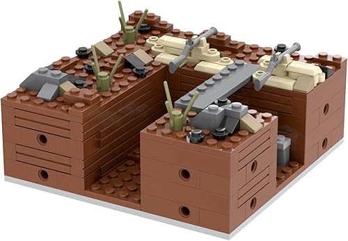 WW2 Battlefield - Juego de bloques militares de esquina izquierda (200 unidades). Adecuado para creación secundaria militar MOC.