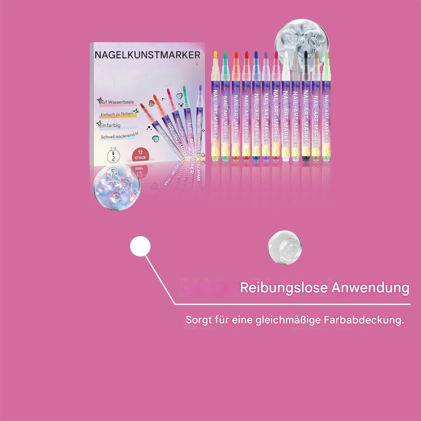 Nagellack Marker,12 Verschiedene Farben , Diy Linie Nagelkunst ,3D Gel Nails Art Marker Zum Malen Von Nägeln,für Nägel Zeichnen, Malen, Liner, Pinsel Für DIY Nagelkunst