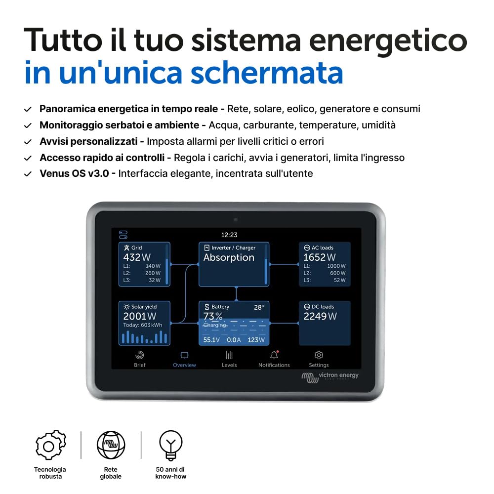 Victron Energy Ekrano GX con Display Integrato per Monitoraggio e Controllo del Sistema