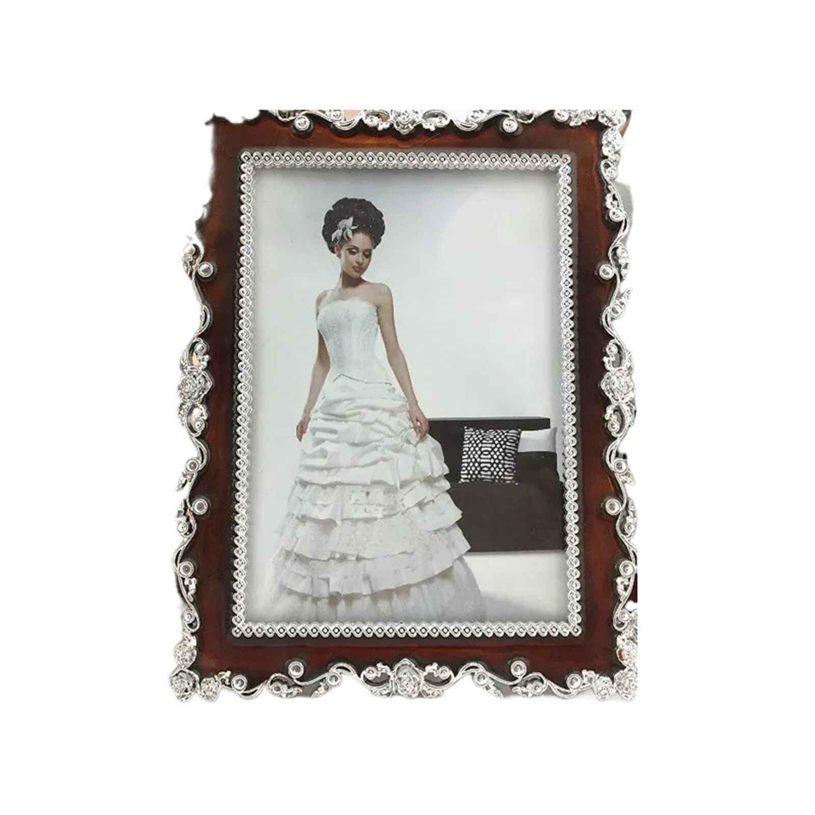 Photo Frames Retro Simple Wedding Photo Frame Resin Stand For Office Home Desk(Coffee,7inch(13x18cm))