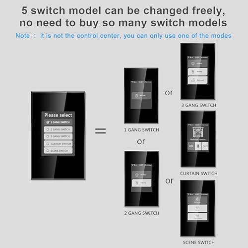 Miniatura 4 de LANBON L8-HS-SL - Interruptor de luz inteligente LCD para casa grande, 5 modelos en 1, panel mágico de malla WiFi que nunca estará desconectado,