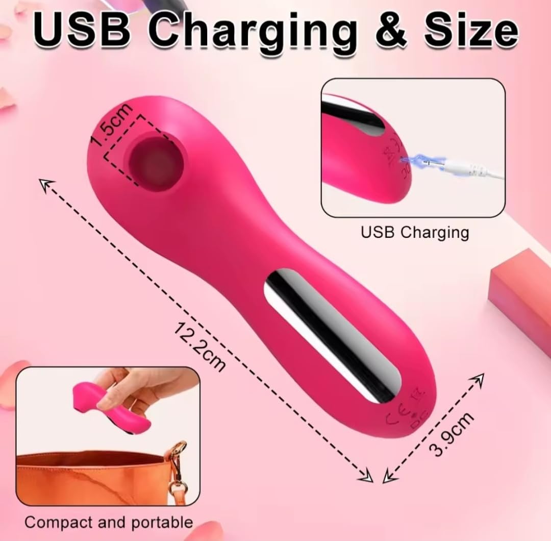 Succionador Clitorial 2 en 1, Rosa, 10 Modos de Succión y Vibración, USB Recargable, Compacto, 12.2 cm más vendido