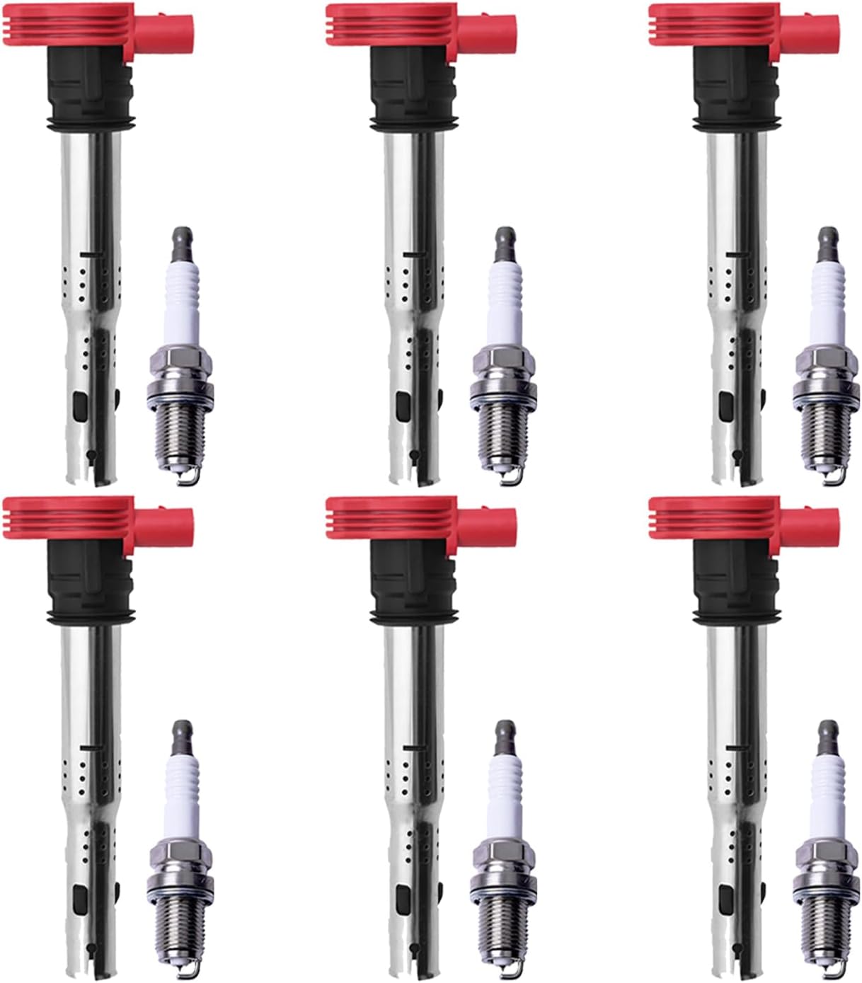 ENA Set of 6 Ignition Coil and Iridium Spark Plug Compatible with Audi Lamborghini A4 A6 Quattro R8 Gallardo 2004 2005 2006 2007 2008 2009 3.2L 4.2L 5.0L Replacement For 3068 RC7PYCB 7092 AP3922 UF529