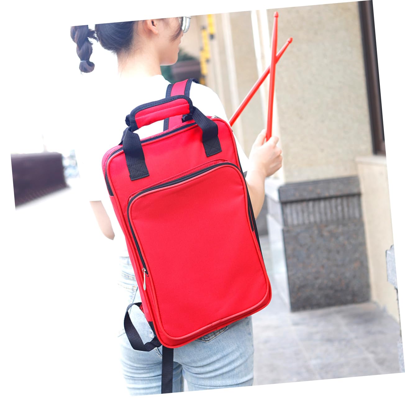 Toddmomy Professional Drumstick Bag Durable Drumstick Storage Backpack for Practice Performance Lightweight Drumstick Holding Pouch
