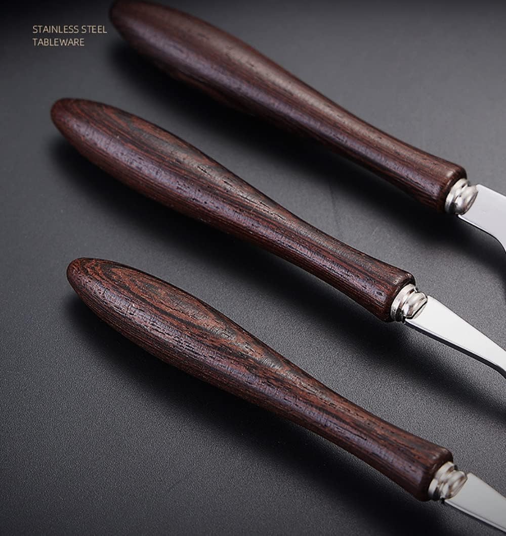 Genérico Juego De Cubiertos De 40 Piezas, Cubiertos De Madera De Acero Inoxidable, Cubiertos Aptos para Lavavajillas, Juego De Cubiertos para 8 Personas