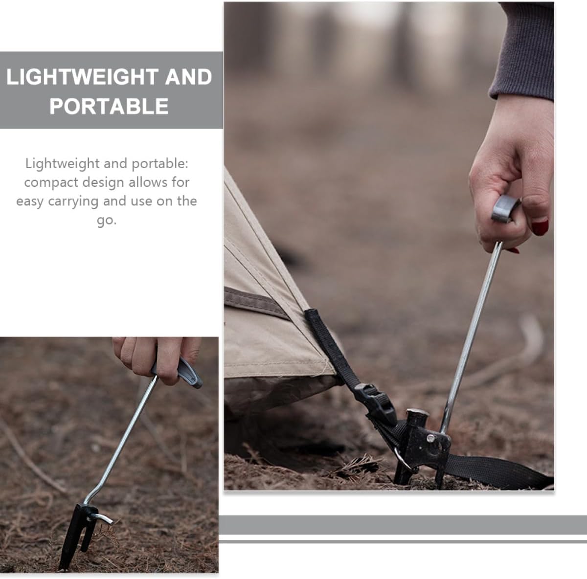 6pcs Portable Tent Peg Puller Hook Tent Spike Lifter Camping Stake Remover Tool for Outdoor and Shelters