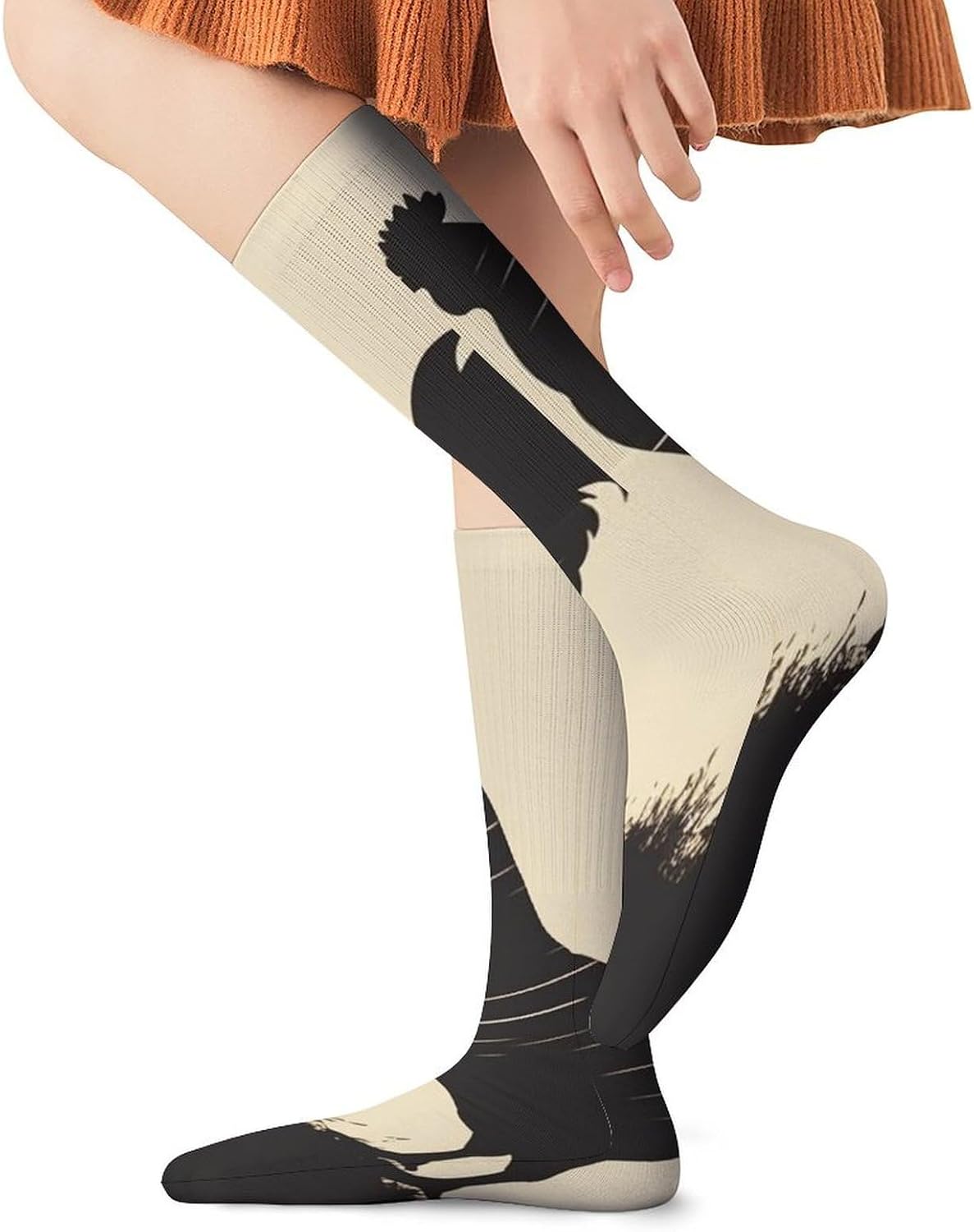 Breathable Crew Sock, Moisture Wicking, Athletic Calf Socks, Cozy | Farmhouse Chicken Compression Socks for Women Men, Lightweight High Work Socks for Business, Casual
