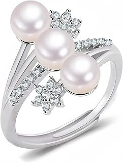 la luen Real Freshwater Pearl Adjustable Ring for Women - Bridesmaid Wedding Gift, Everyday Elegant Handmade Jewelry