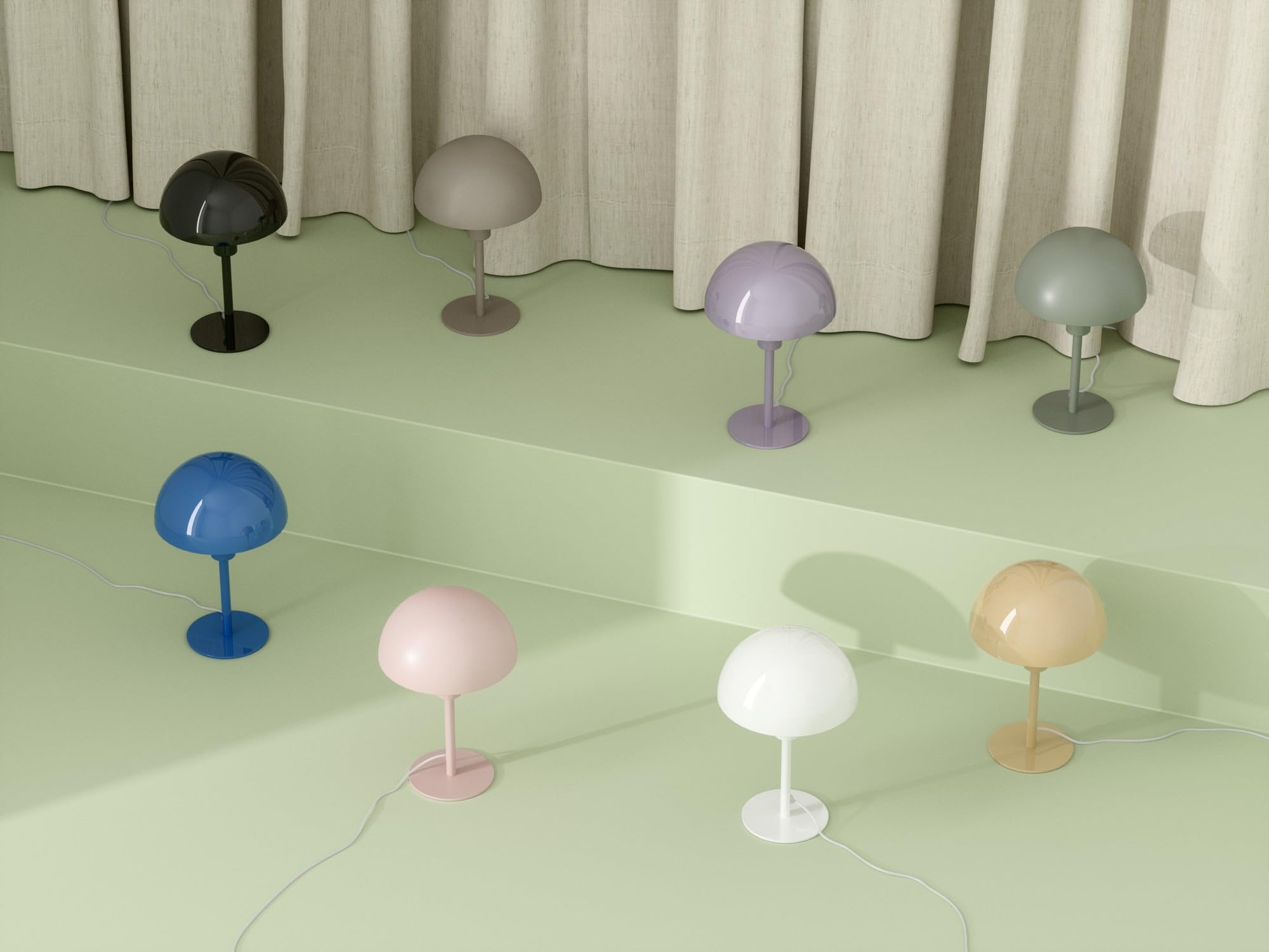 Nordlux ELLEN MINI Tischlampe im 2er-Set – Skandinavisches Design, E14 Fassung (max. 40W), Schalter am Kabel, Staubgrün – Platzsparend & Perfekt für Regale, Fensterbänke & Kinderzimmer