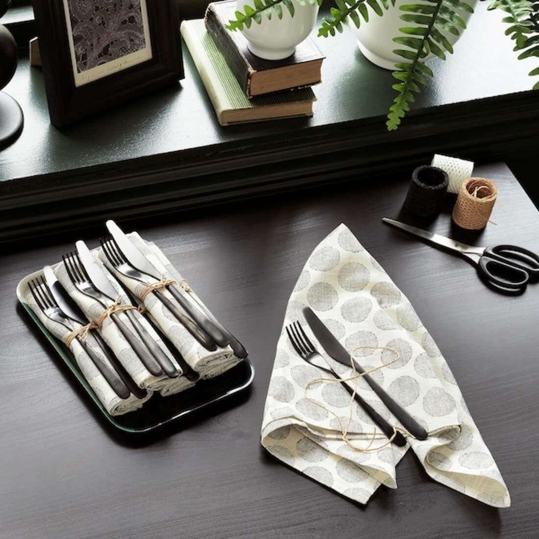 Ikea FEJAN Outdoor Table Light Green 50x44 cm with DEKORERA Tea Towel Dotted Natural Grey 60x60 cm 3