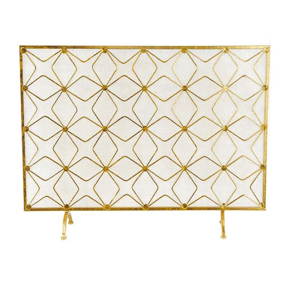 fireplace cover Golden Minimalist Fireplace Screen Household Heating Fireproof Cover with Mesh Protective Partition
