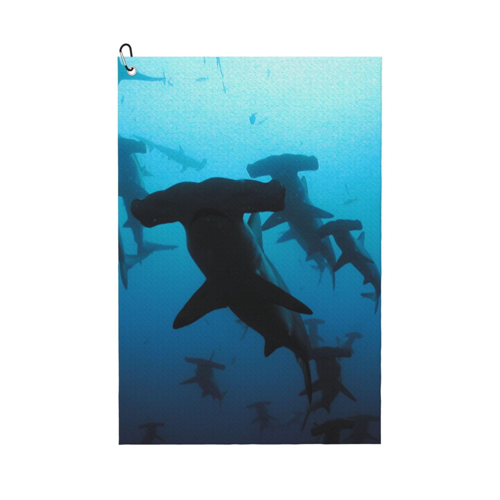 Hnnkloy Hammerhead Sharks Printed, 16x24 in Portable Waffle Golf Towels with Carabiner Clip for Golf Bag