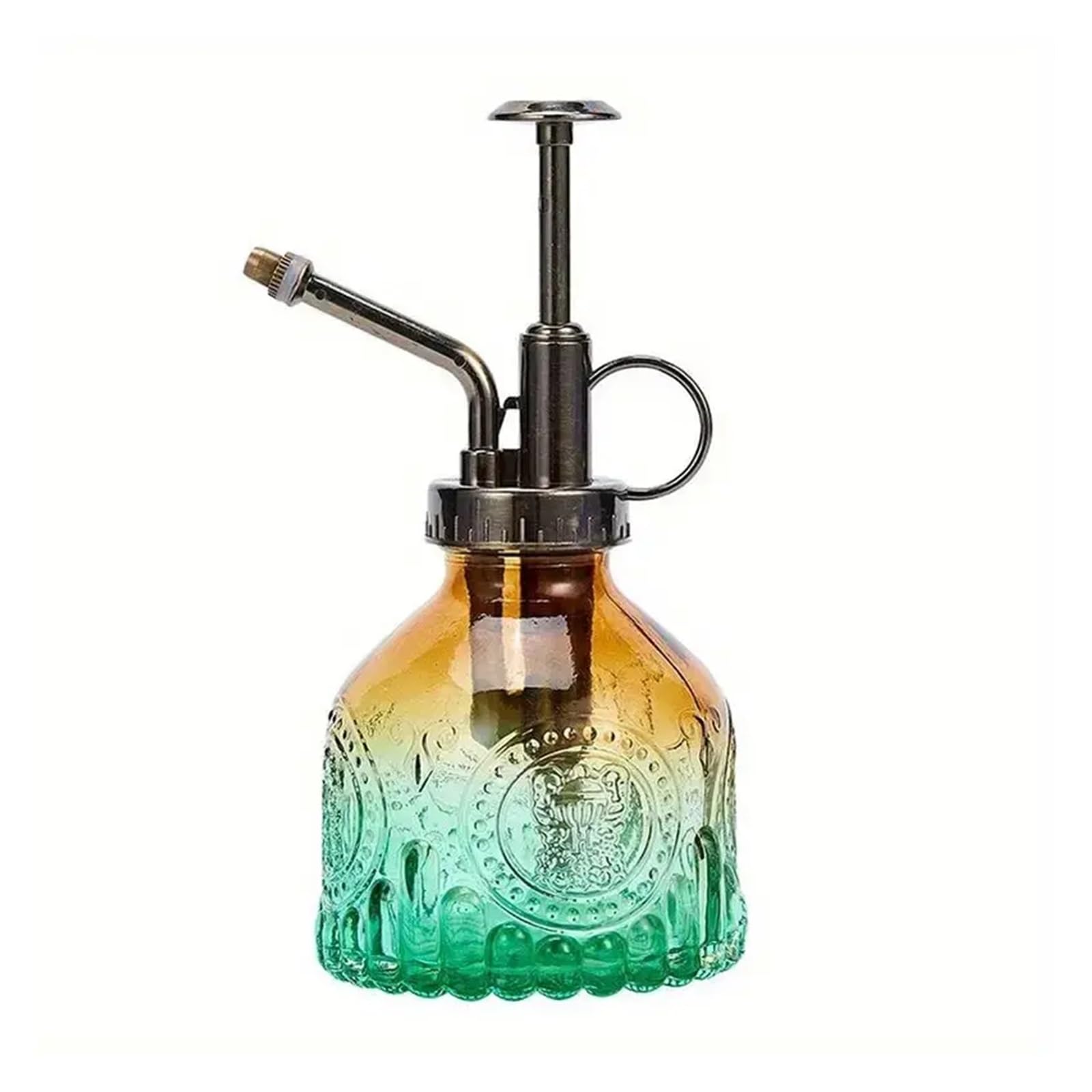 1pc Glass Watering Spray Bottle, Vintage Bronze Plastic Top Pump Can Spary Plant Mister, For House Plants For Plant