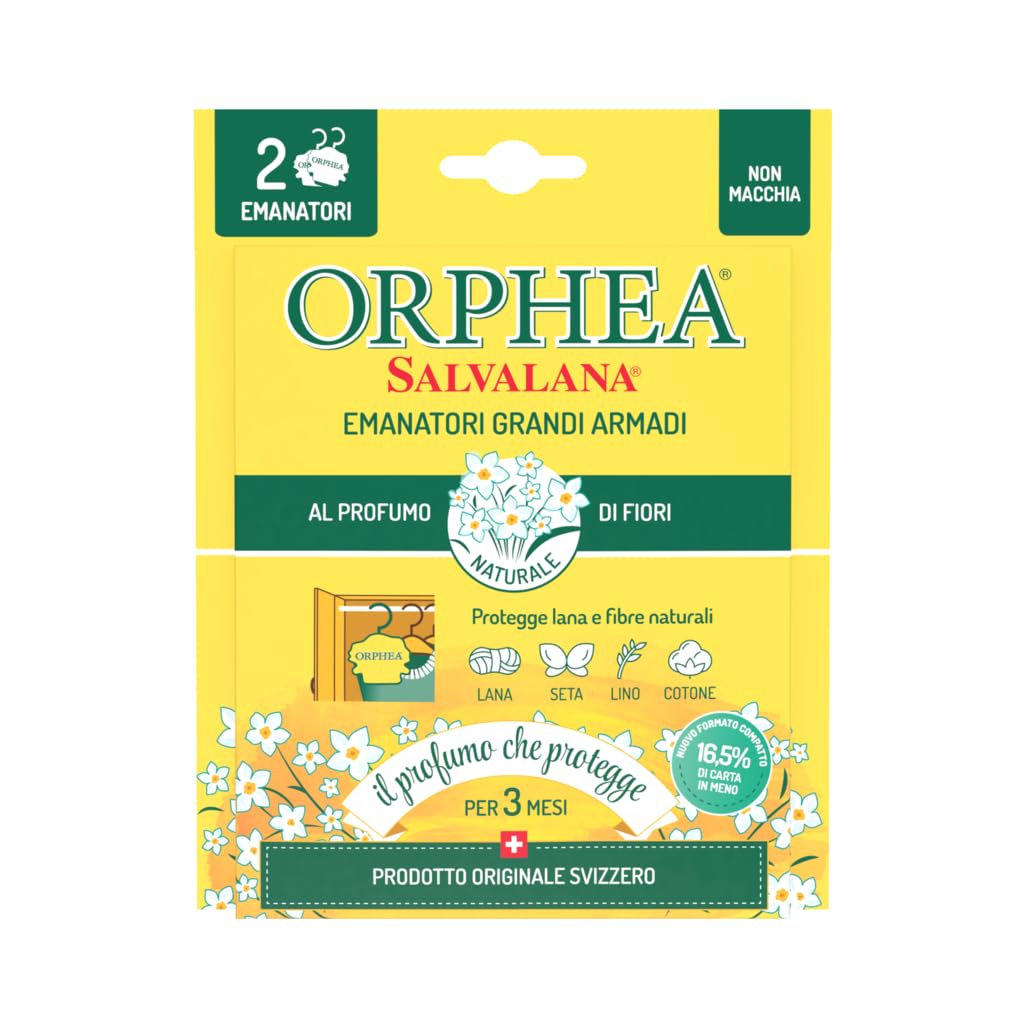 Orphea Salvalana - Moth Killer Sheets for Large Wardrobes, Flower Fragrance, Protects Wool