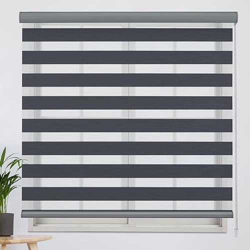 Tonature Persianas de cebra para ventanas, con aislamiento térmico, impermeables, traslúcidas para ventanas (27 pulgadas de ancho x 72 pulgadas de