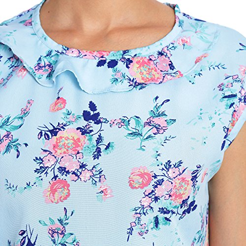 Image of Light Blue Floral Women Ruffle Top