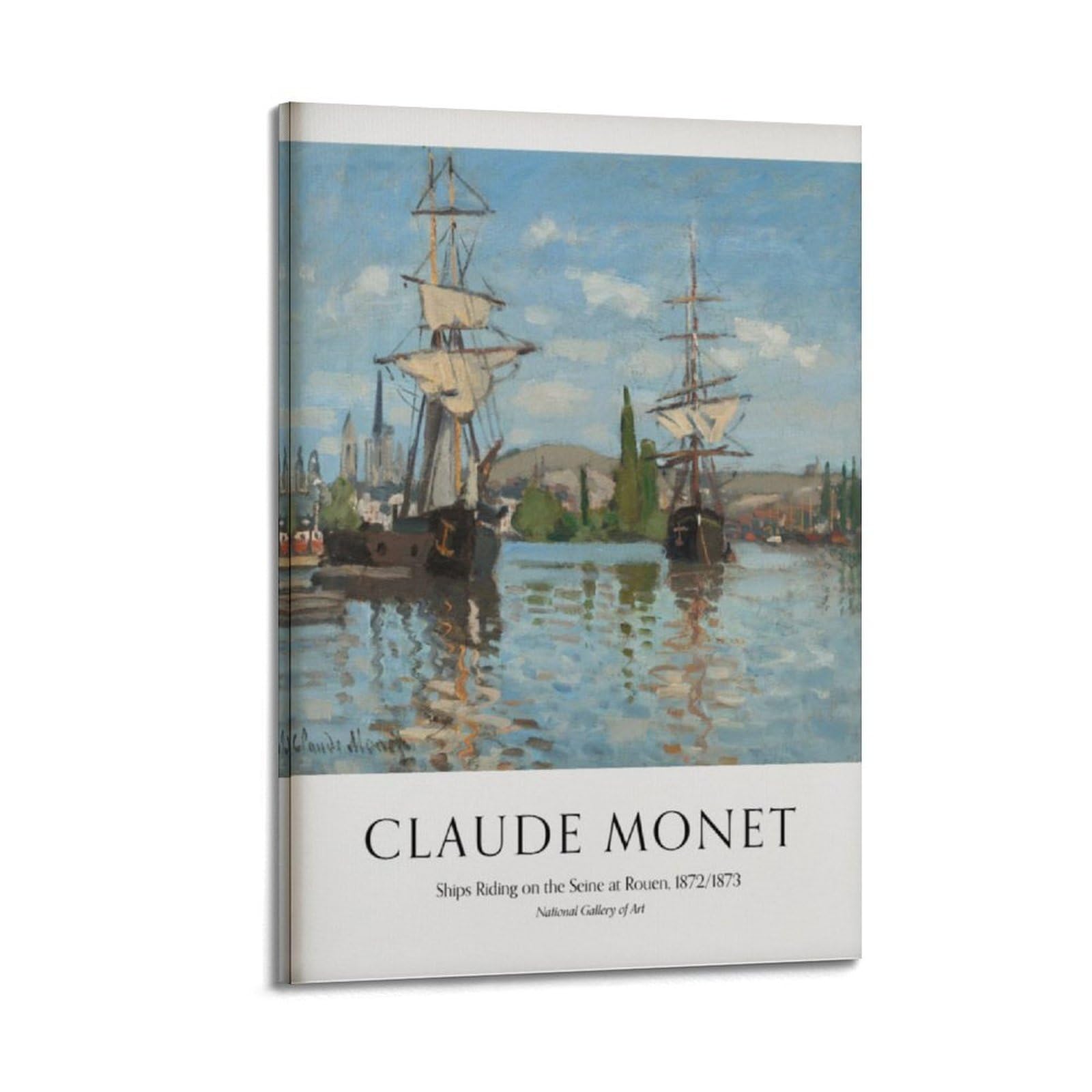 xiaoxiaoshen Claude Monet 'ships Riding on The Seine' Exhibition Canvas Poster Wall Art Prints Room Aesthetic Murals Bedroom And Living Decorations 20x30inch(50x75cm)