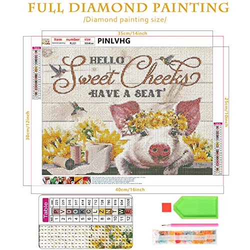 Pinlvhg Diy 5D Diamond Painting Kits, Full Diamond Crystal Rhinestone Letter Picture Animal Pig Sunflower Adult Kids Number Kit Art Craft Home Wall Decor Gift (16X12 Inch) #TOP3