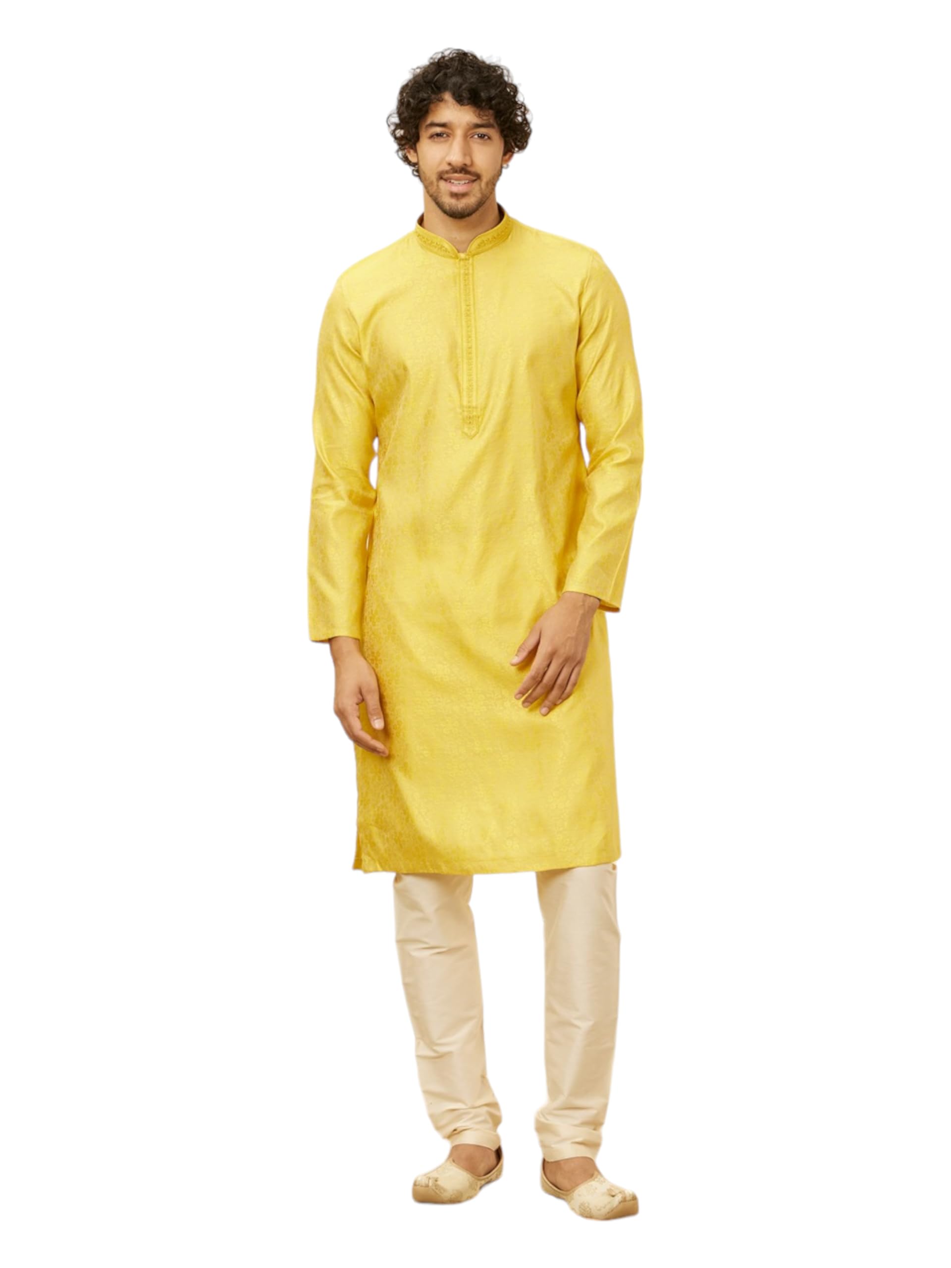 manyavar Men's Viscose Blend Thread Embroidery Kurta Pyjama Set (2pcs)-picture-28