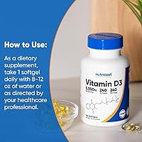 Vista 7 de Nutricost Vitamina D3 5,000 UI, 240 cápsulas blandas - Vitamina D sin OMG y sin gluten