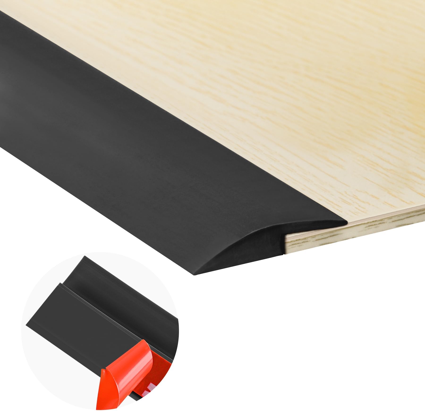 20Ft Carpet Floor Transition Strip, Self Adhesive Floor Edging Trim Strip, PVC Threshold Cover for Doorway, Floor Divider Strip Suitable for Threshold Transitions with a Height Less Than 5 mm - Black