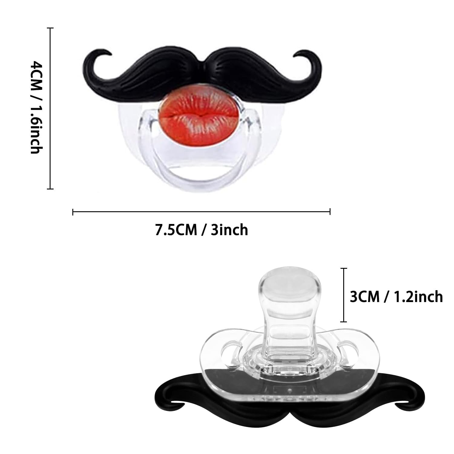 Funny Baby Pacifiers,Mustache Pacifiers 0-18 Months for Babies,Mustache Binky,Gift for Newborns,Infants,Toddlers,Baby Boys,BPA Free(Mustache Pacifiers)