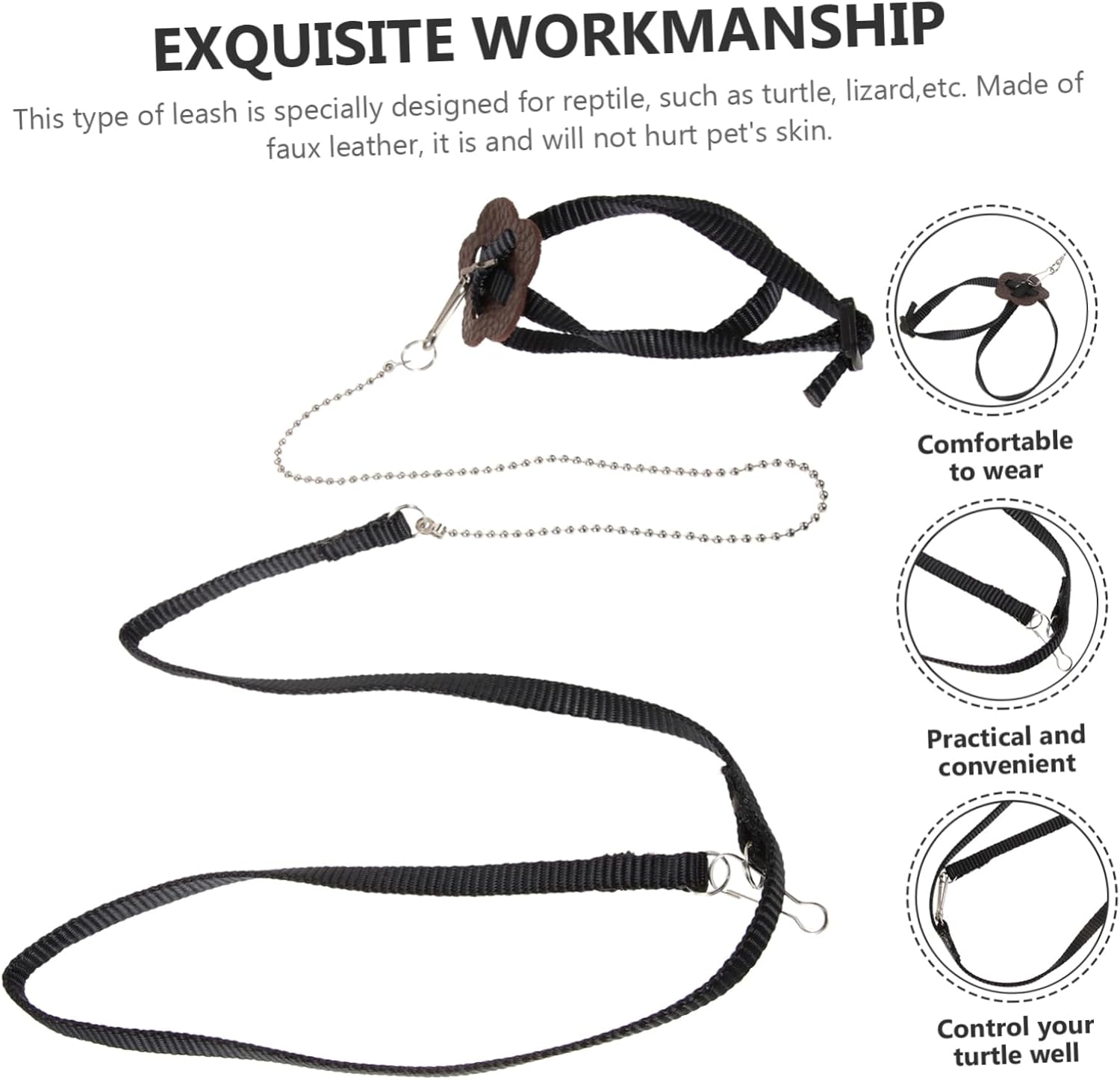 Happyyami 2pcs Adjustable Turtle Leash for Walking and Training Pet for Turtles Lizards and Reptiles Faux Traction Rope for Outdoor Use