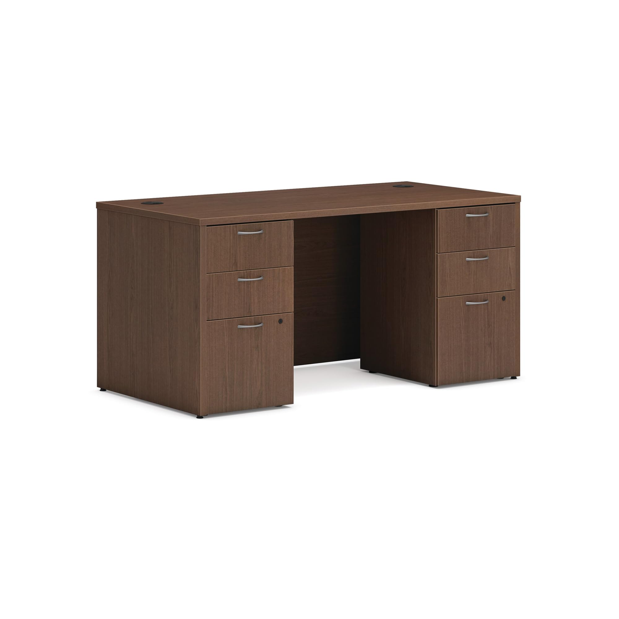 HON MOD Executive Office Desk with Drawers, Modern Computer Desk with Double Pedestals, Home Office, 60" W, Walnut