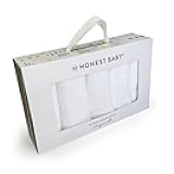 HonestBaby 10-Pack Terry Wash Cloths in Gift Box 100% Organic Cotton for Infant Baby Boys, Girls, 10-Pack White, One Size