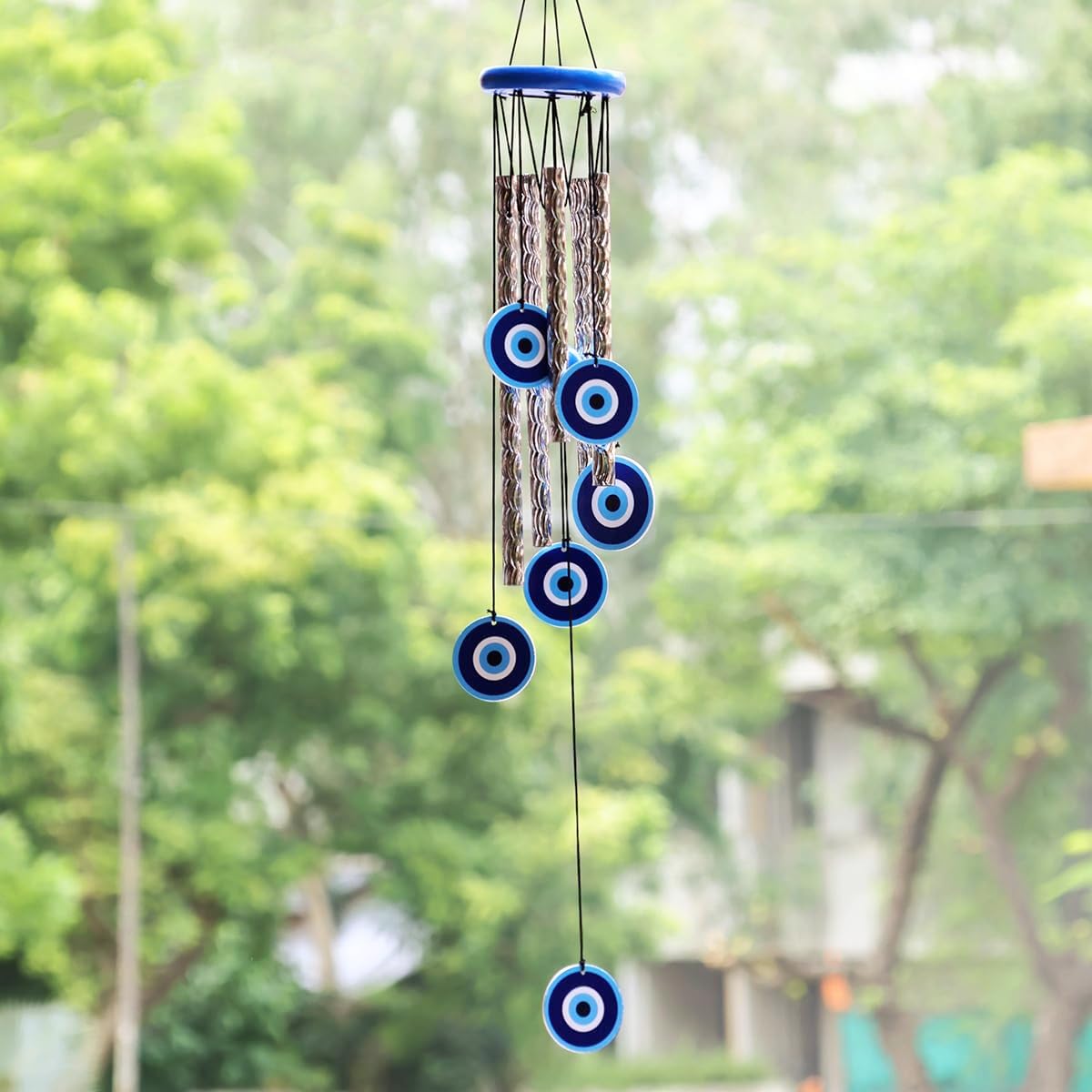 Shubhanjali Evil Eye Wind Chimes for Home Balcony Positive Enerygy | Living Room, Entrance, Outdoor, Memorial and Sympathy, Loss of Loved One | Home Decor Items