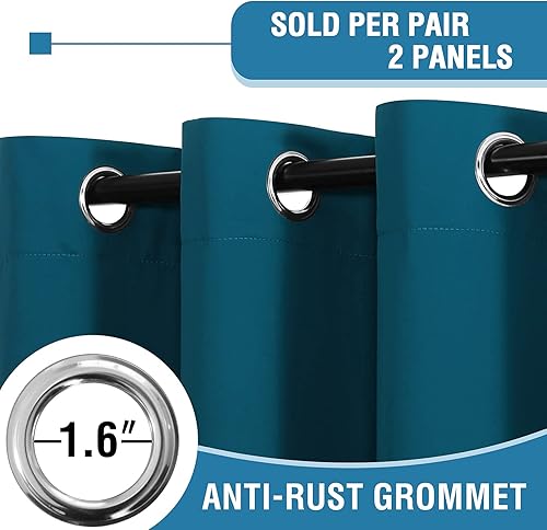 Miniatura 3 de H.VERSAILTEX - Cortinas con 100% de opacidad para dormitorios, salas de estar, con aislamiento completo de luz y calor, con forro negro, set de 2