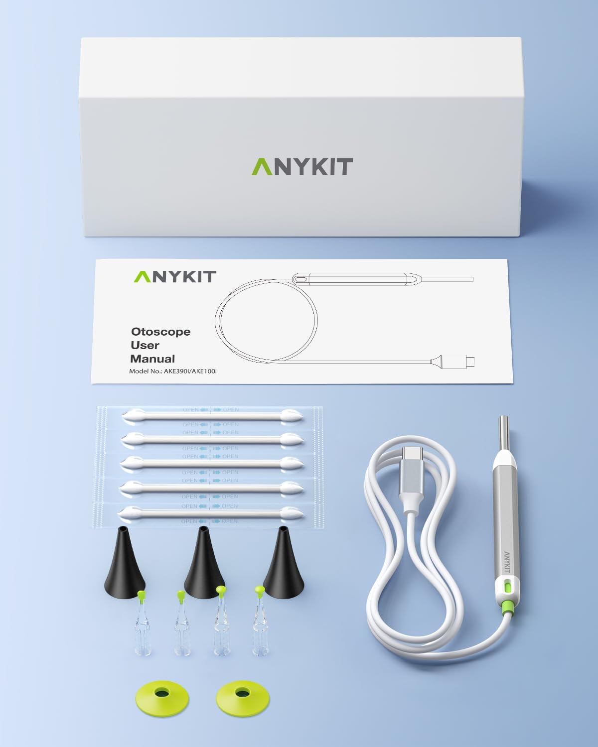 Anykit Ear Wax Removal Tool, HD Ultra Clear View Ear Cleaner Otoscope Ear Camera with Wax Remover, Adjustable LED Light, Ear Scope with Ear Spoon for iPhone & Android, 3.9mm, Sliver
